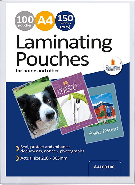 Cathedral Products A4 Laminating Pouches 150 micron (Pack 100)