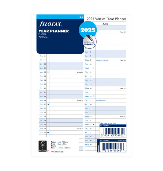 Vertical Year Planner - Personal 2025