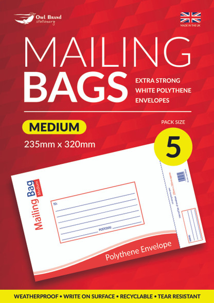 5 PACK MEDIUM MAIL BAG