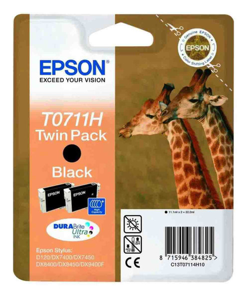 EPSON T0711H INK (GIRAFFE) TWIN BLACK