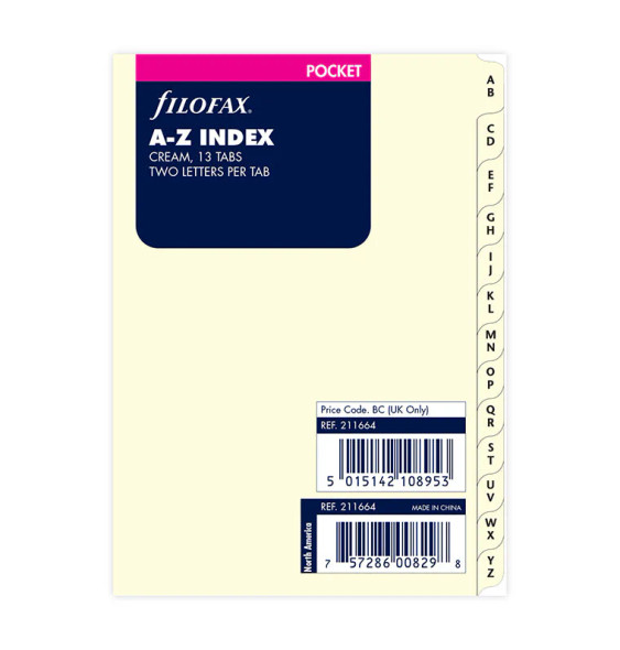 Cotton Cream A-Z Dividers - Pocket