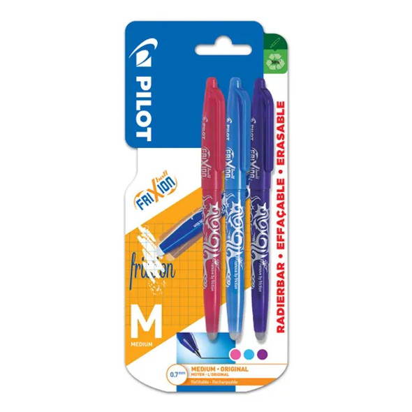 Frixion Rollerball 0.7 Triple Blister - Red, Blue, Purple