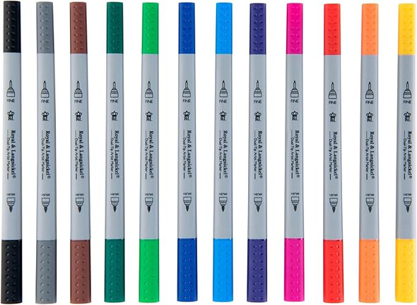 Artist Markers - Dual Tip - 12pc - Brush Tip/Fineliner