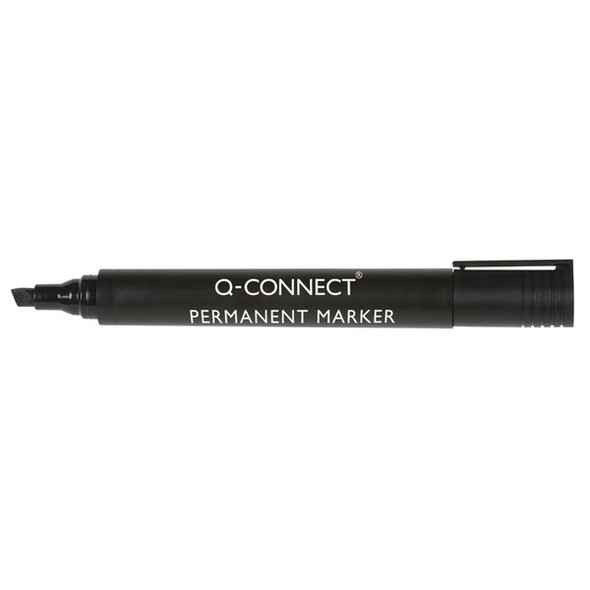 Q-CONNECT PERMANENT MARKER PEN CHISEL TIP BLACK (PACK OF 10)