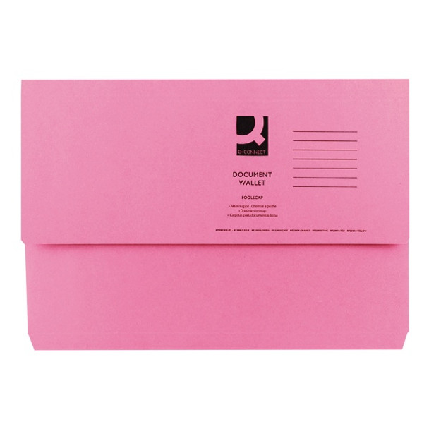 Q-CONNECT DOCUMENT WALLET FOOLSCAP PINK (PACK OF 50)