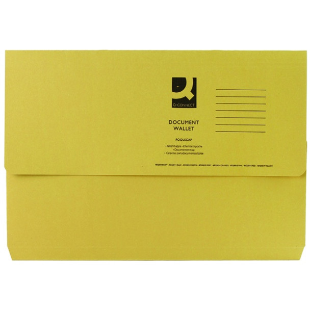 Q-CONNECT DOCUMENT WALLET FOOLSCAP YELLOW (PACK OF 50)