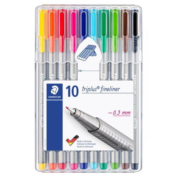 TRIPLUS FINELINER 334 ASTD. COLS (PACK OF 10)