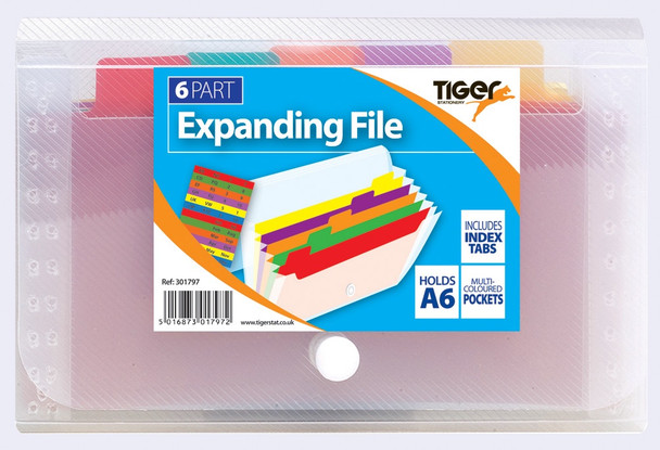 Tiger Rainbow A6 6 Pocket Expanding File