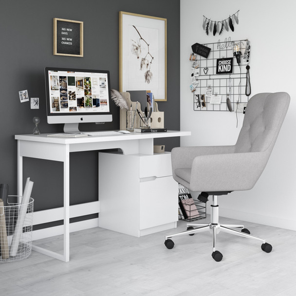 BRIDPORT GLOSSY WHITE DESK WITH CABINET