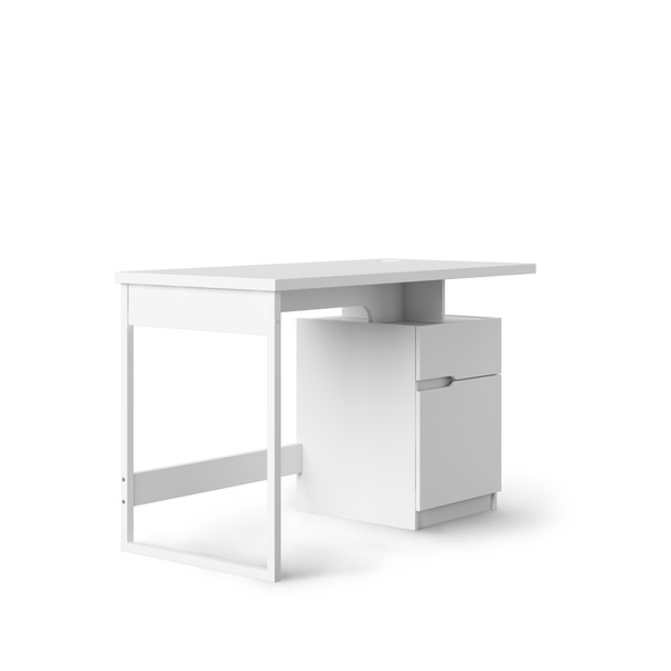 BRIDPORT GLOSSY WHITE DESK WITH CABINET