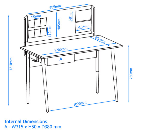 FREEMONT WHITE & LIGHT OAK DESK WITH FABRIC STORAGE