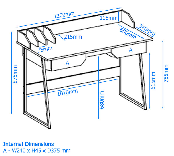 SALISBURY OAK & BLACK WORK DESK