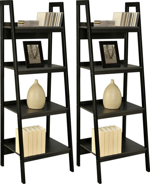 Lawrence 4 Shelf Ladder Bookcase - SET OF 2 - BLACK