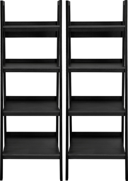 Lawrence 4 Shelf Ladder Bookcase - SET OF 2 - BLACK