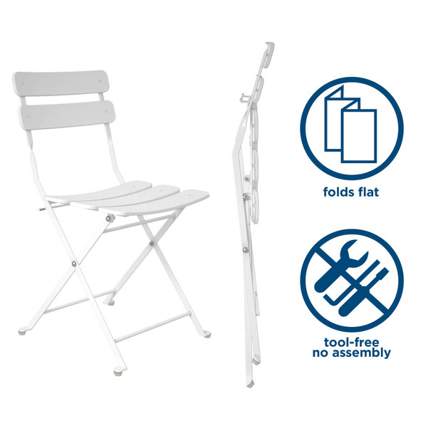 Cosco Bristo 3 Piece Folding Chair Set, White