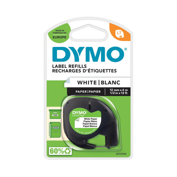 DYMO 12MM PAPER TAPE LETRATAG