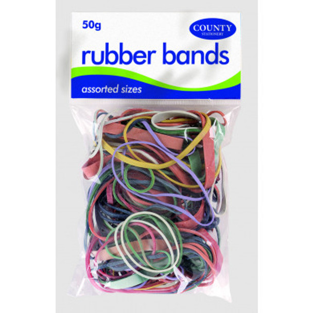 RUBBER BANDS 50GMS COLOURED