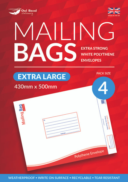 4 PACK EXTRA LARGE MAIL BAG