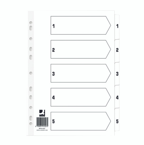 Q CONNECT White A4 Dividers 1-5