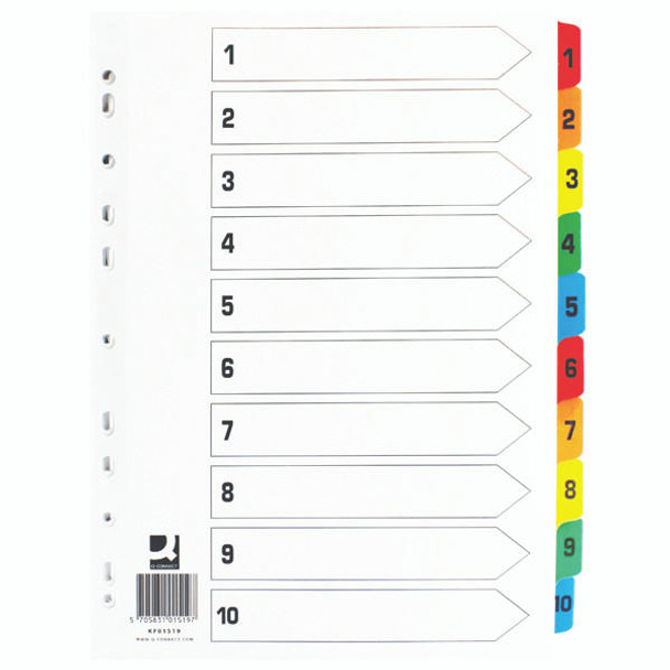 Q CONNECT Multi-Colour A4 Dividers 1-10