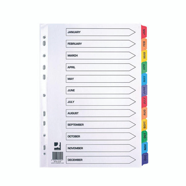 Q CONNECT Multi-Colour A4 Dividers Monthly