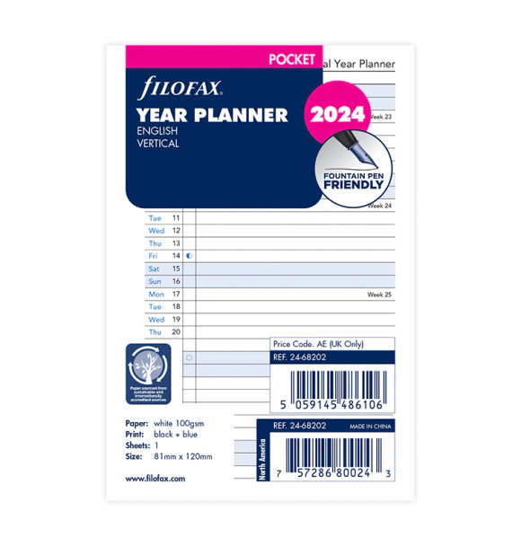 Vertical Year Planner - Pocket 2024 English