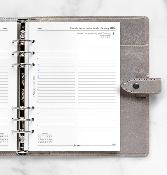 One Day On A Page Diary With Appointments - A5 2024 Multilanguage