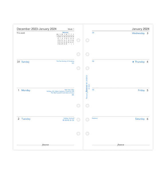 Week On Two Pages Sunday Start Diary - Personal 2024 English