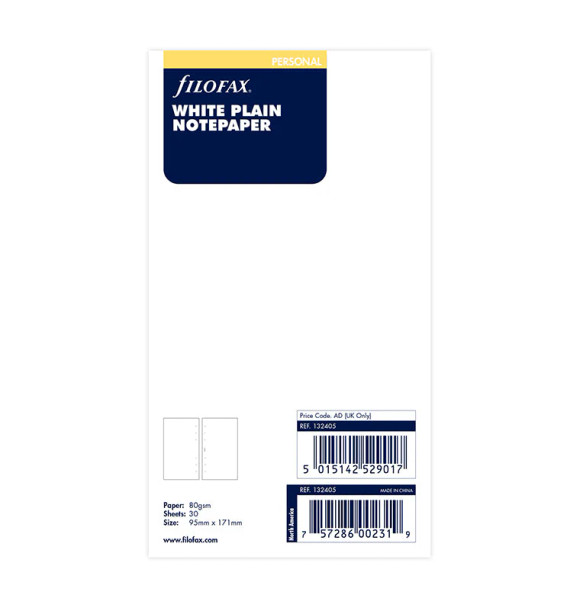 White Plain Notepaper Refill - Personal