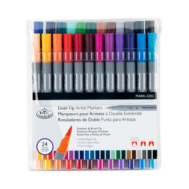 Artist Markers- Watercolour- Dual Tip - 24pc - Brush Tip/Fineliner
