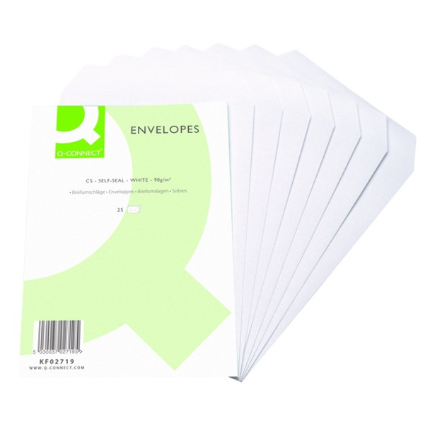 Q-CONNECT C5 ENVELOPES POCKET SELF SEAL 90GSM WHITE (PACK OF 25)