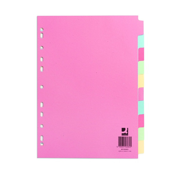 Q-CONNECT 10-PART SUBJECT DIVIDERS MULTI-PUNCHED A4 (SINGLE)