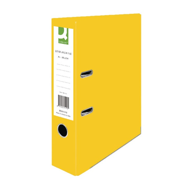 Q-CONNECT LEVER ARCH FILE PAPERBACKED A4 YELLOW (PACK OF 10)