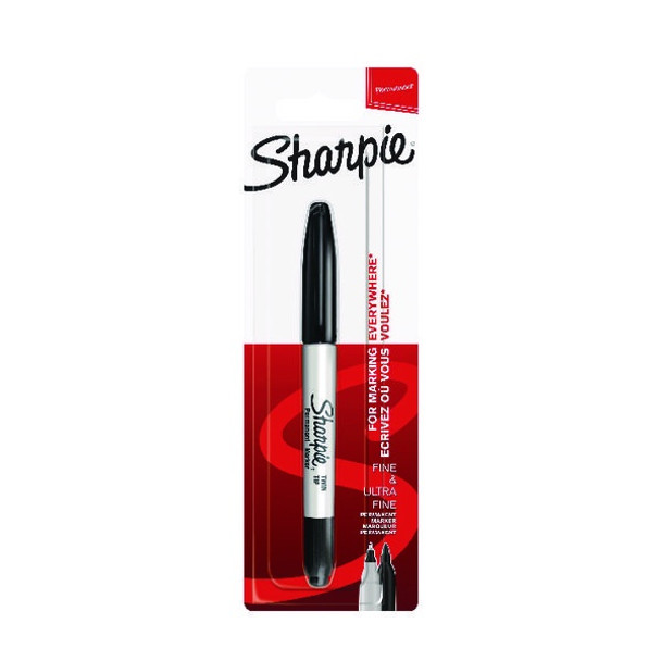 SHARPIE PERMANENT MARKERS TWIN TIP BLISTER BLACK