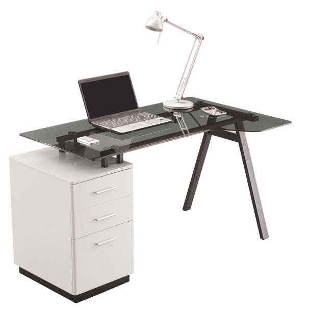 CLEVELAND 4 WHITE AND GREY GLASS DESK