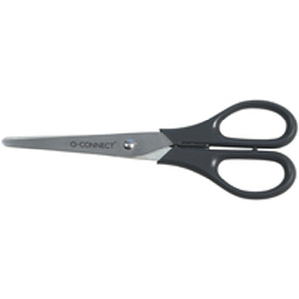 Q-CONNECT SCISSORS 170MM BLACK, DURABLE STAINLESS STEEL BLADES