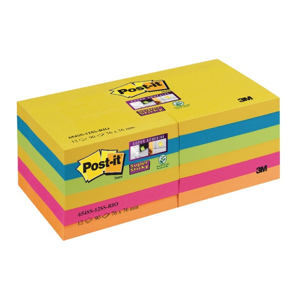 POST-IT SUPER STICKY 76X76MM RIO (PACK OF 12)