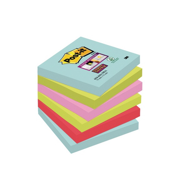 POST-IT SUPER STICKY NOTES 76 X 76MM MIAMI (PACK OF 6)