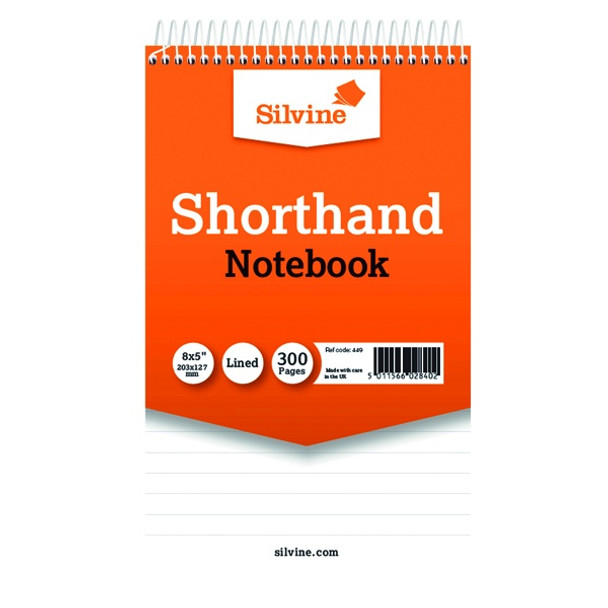 SILVINE RULED SPIRAL BOUND SHORTHAND NOTEPAD 127X203MM (PACK OF 6)