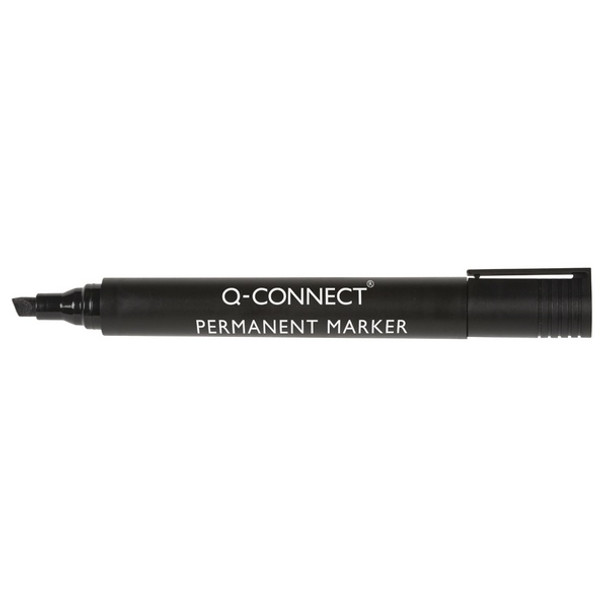 Q-CONNECT PERMANENT MARKER PEN CHISEL TIP BLACK (PACK OF 10)