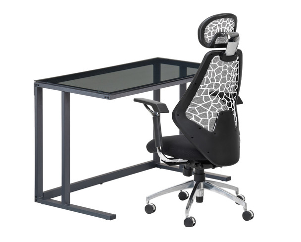 AIR BLACK FRAME SMOKED GLASS DESK