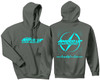 Amped Up Car Audio Teal Lightning Logo Gray Hoodie