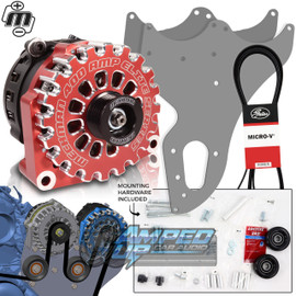 Mechman Dual Alternator Bracket W/ Red 400 Amp Elite Alternator for a 1999 - 2013 GM Full Size Truck 4.8L, 5.3L, 6.0L, and 6.2L (Includes 1 x B8206400PI)
