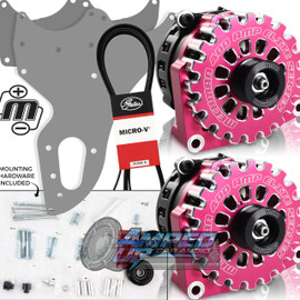 Mechman Dual Alternator Bracket W/ Two Pink 400 Amp Elite Alternator f