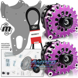 Mechman Dual Alternator Bracket W/ Two Purple 400 Amp Elite Alternator