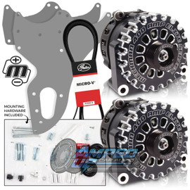 Mechman Dual Alternator Bracket W/ Two Black 400 Amp Elite Alternator
