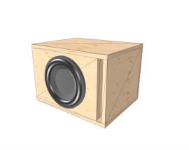 Glue it & Screw it Single 10" inch Compact Subwoofer Ported Enclosure Angled View