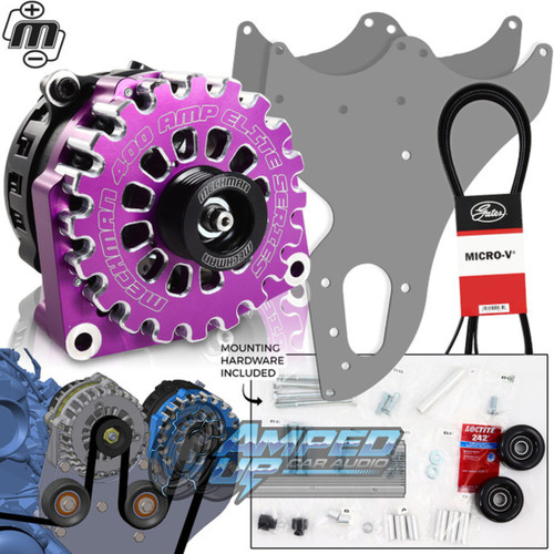 Mechman Dual Alternator Bracket W/ Purple 400 Amp Elite Alternator for a 1999 - 2013 GM Full Size Truck 4.8L, 5.3L, 6.0L, and 6.2L (Includes 1 x B8206400PI)