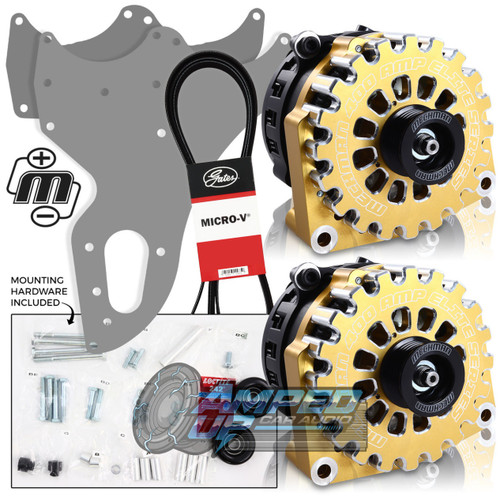 Mechman Dual Alternator Bracket W/ Two Black 400 Amp Elite Alternator