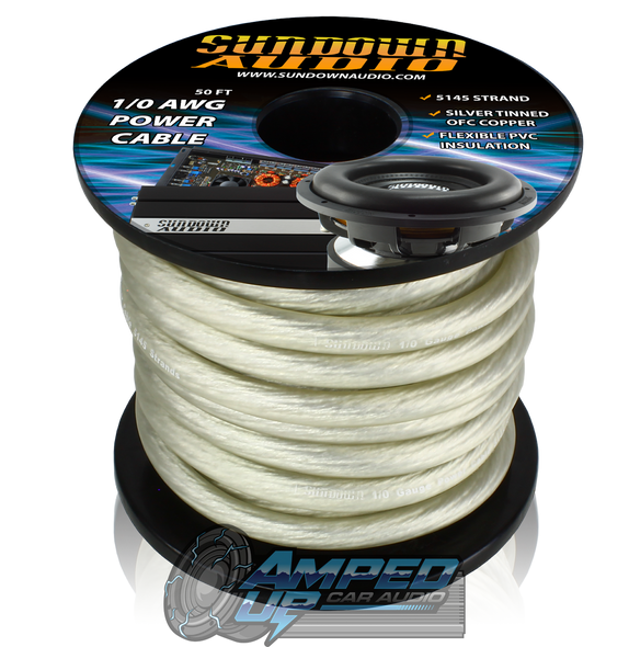 Sundown Audio 1/0 AWG Gauge Silver 50ft Tinned OFC Oxygen Free Copper Power/Ground Cable